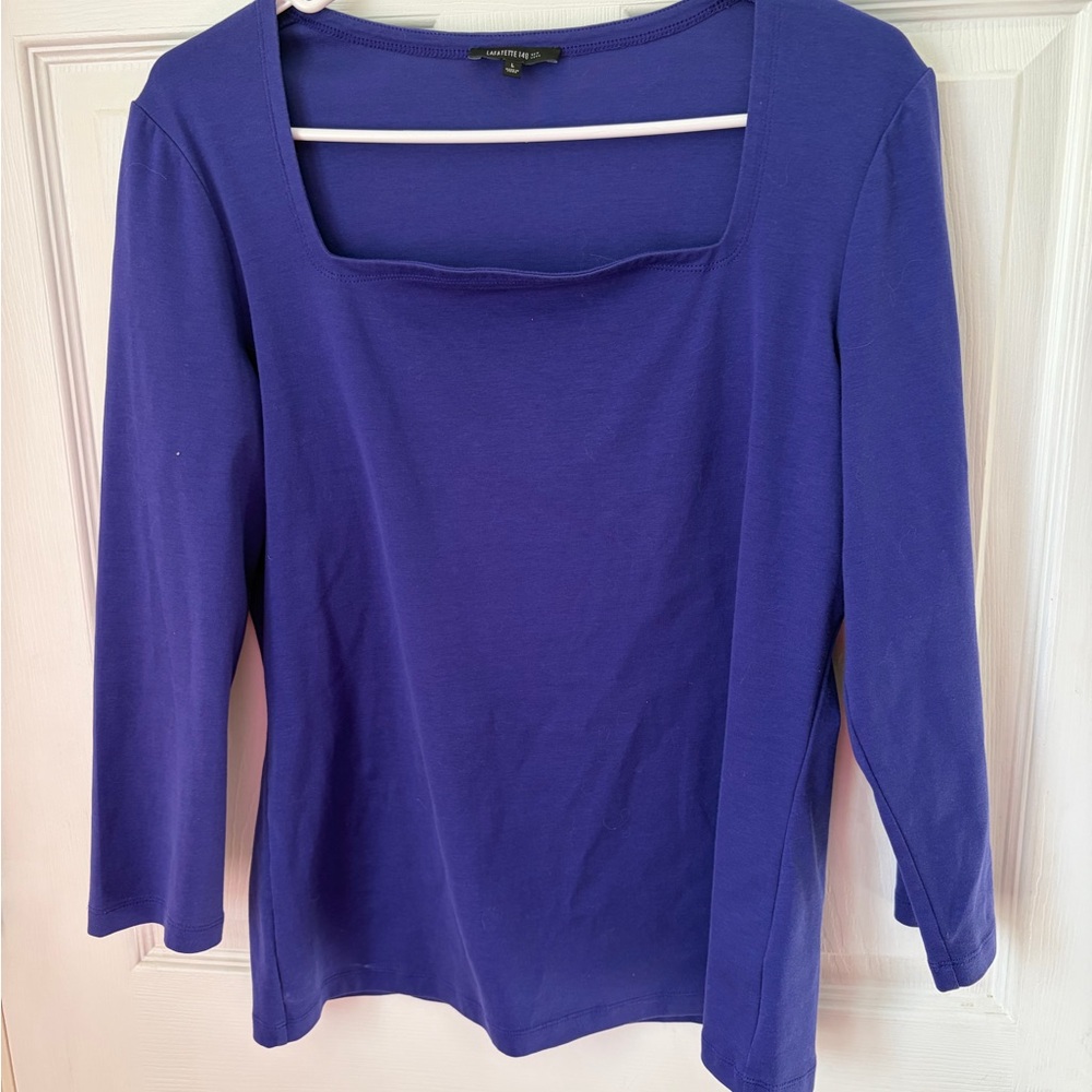 Lafayette 148 New square neck  Long Sleeve Top